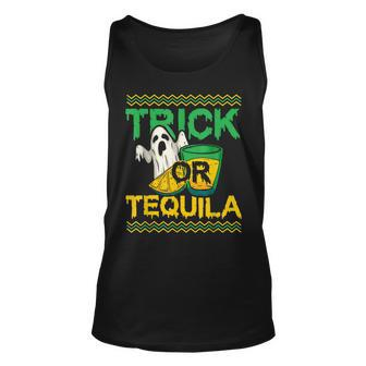 Trick Or Tequila Drunken Ghost Halloween Unisex Tank Top - Seseable