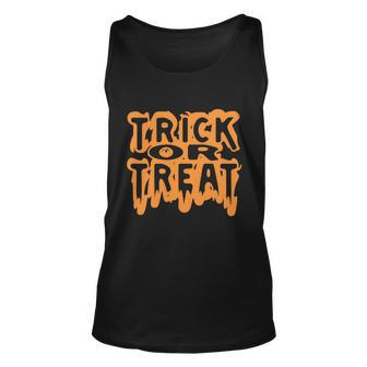 Trick Or Treat Funny Halloween Quote Unisex Tank Top - Monsterry