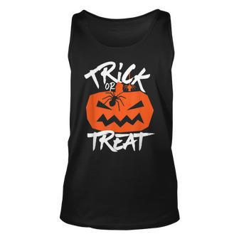 Trick Or Treat Jack O Lantern Pumpkin Creepy Halloween Unisex Tank Top - Seseable