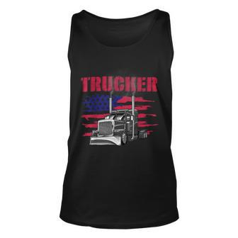 Trucker Truck Driver American Flag Trucker Unisex Tank Top - Seseable