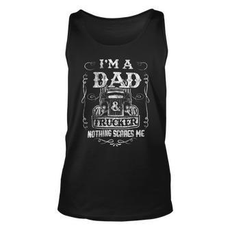 Trucker Truck Driver Fun Fathers Day Im A Dad And Trucker Vintage Unisex Tank Top - Seseable