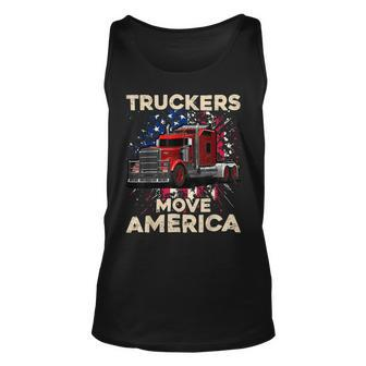 Trucker Truck Driver Trucker American Flag Truck Driver Unisex Tank Top - Seseable