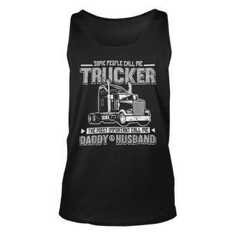 Trucker Trucker Daddy Or Trucker Husband Truck Driver Dad_ V2 Unisex Tank Top - Seseable
