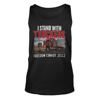 Trucker Trucker Support I Stand With Truckers Freedom Convoy _ Unisex Tank Top - Seseable