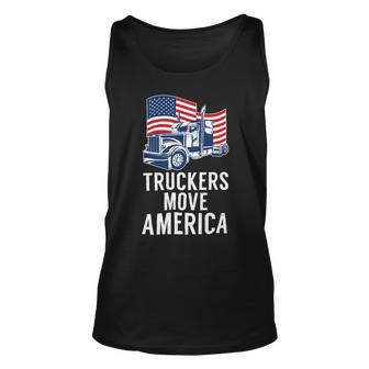 Trucker Truckers Move America Funny American Trucker Truck Driver Unisex Tank Top - Seseable