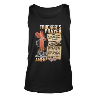 Trucker Truckers Prayer Amen Cross Truck Drive Lover Unisex Tank Top - Seseable