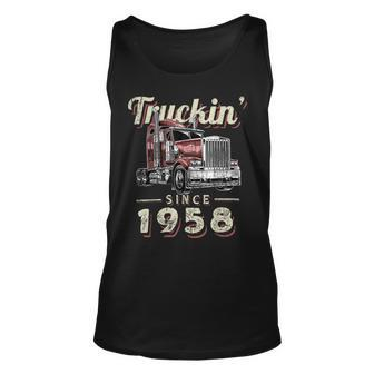 Trucker Truckin Since 1958 Trucker Big Rig Driver 64Th Birthday Unisex Tank Top - Seseable