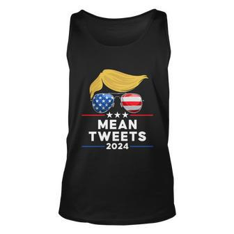 Trump 2024 Mean Tweets Usa Flag Sunglasses Funny Political Gift Unisex Tank Top - Monsterry AU