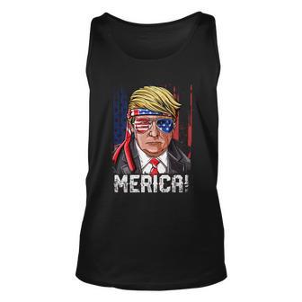 Trump 4Th Of July Merica Men Women Usa American Flag Vintage Unisex Tank Top - Monsterry
