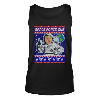 Trump Space Force One Ugly Christmas Unisex Tank Top - Monsterry