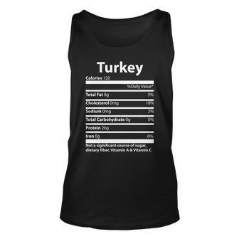 Turkey Nutritional Facts Funny Thanksgiving Unisex Tank Top - Thegiftio UK