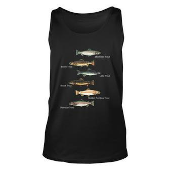 Types Of Trout Fish Species Collection Fishing Unisex Tank Top - Monsterry AU