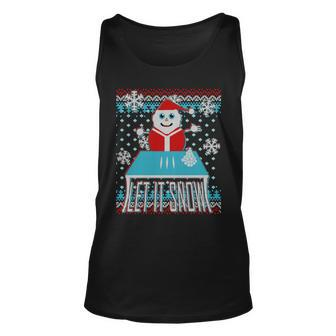 Ugly Christmas Sweater Let It Snow Santa Snowman Unisex Tank Top - Monsterry