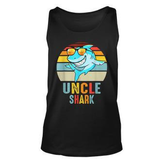 Uncle Shark Vintage Retro Shark Lover Fathers Day Men Women Tank Top Graphic Print Unisex - Thegiftio UK