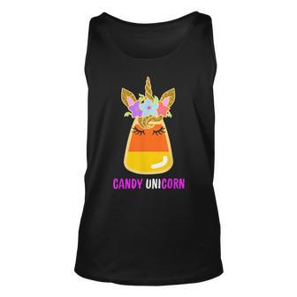 Unicorn Candy Corn Halloween Trick Or Treat Party Girl Gifts Unisex Tank Top - Seseable