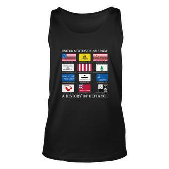 United States Of America History Flags Of Defiance Unisex Tank Top - Monsterry