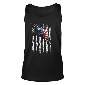 Us Flag Patriotic American Chameleon In Stars And Stripes Gift Unisex Tank Top - Monsterry