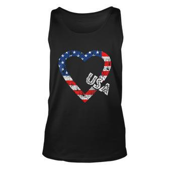 Usa Flag Patriotic American Hearts Armed Forces 4Th Of July Unisex Tank Top - Monsterry