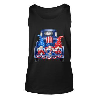 Usa Patriotic Gnomes With American Flag Hats Riding Truck Gift Unisex Tank Top - Thegiftio UK