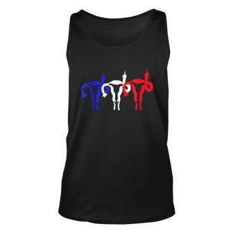 Uterus Shows Middle Finger Feminist Blue Red 4Th Of July Unisex Tank Top - Monsterry DE