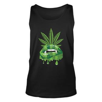 Vampire Sexy Lips Fangs Weed Costume Funny Halloween Gift Graphic Design Printed Casual Daily Basic Unisex Tank Top - Thegiftio UK