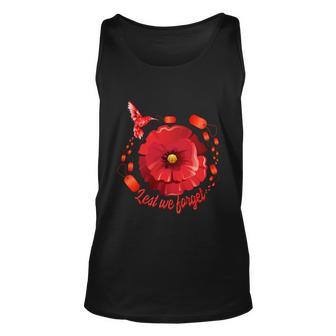 Veterans Day Lest We Forget Red Poppy Flower Usa Memorial Cool Gift Unisex Tank Top - Monsterry
