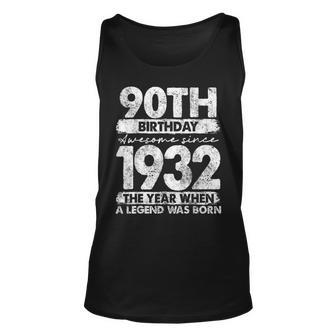 Vintage 1932 Limited Edition 1932 90 Years Old 90Th Birthday Unisex Tank Top - Seseable