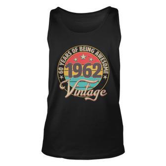 Vintage 1962 Birthday 60 Years Of Being Awesome Emblem Unisex Tank Top - Monsterry AU