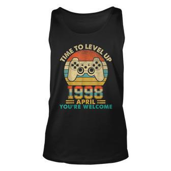 Vintage 1998 April 24 Years Old Video Gamer 24Th Birthday Unisex Tank Top - Seseable