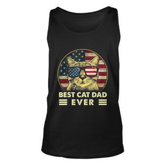 Vintage Best Cat Dad Ever American Flag Us Funny Fathers Day Unisex Tank Top - Monsterry AU