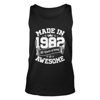Vintage Crown Made In 1982 40 Years Of Being Awesome 40Th Birthday Unisex Tank Top - Monsterry