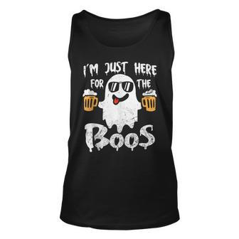 Vintage Ghost Cute Im Just Here For The Boos Halloween Unisex Tank Top - Thegiftio UK