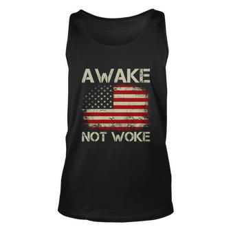 Vintage Old American Flag Awake Not Woke Tshirt Unisex Tank Top - Monsterry UK