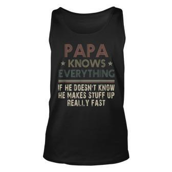 Vintage Papa Know Everything Gift For Fathers Day Unisex Tank Top - Thegiftio UK