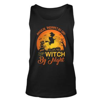 Vintage Physical Therapist By Day Witch By Night Halloween Unisex Tank Top - Seseable