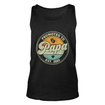 Vintage Promoted To Papa 2022 For New Papa First Time Retro Unisex Tank Top - Monsterry UK