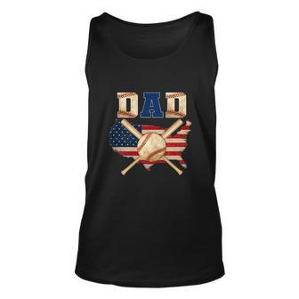 Vintage Proud Baseball Dad Cool 4Th Of July American Flag Unisex Tank Top - Monsterry