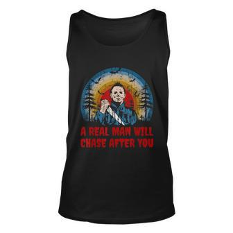 Vintage Real Man Will Chase After You Halloween Character Graphic Design Printed Casual Daily Basic Unisex Tank Top - Thegiftio UK