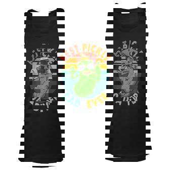 Vintage Retro Best Pickle Dad Ever Funny Pickle Mustache Unisex Tank Top - Thegiftio