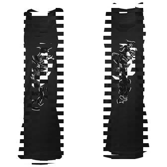 Vintage Scary Halloween Black Cat Moon Witch V2 Unisex Tank Top - Thegiftio