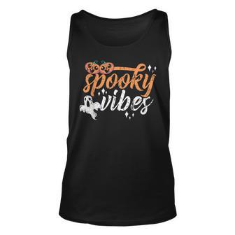 Vintage Spooky Vibes Halloween Novelty Graphic Art Design Unisex Tank Top - Seseable