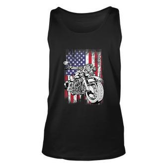 Vintage Usa Flag Motorcycle Cool For 4Th Of July Unisex Tank Top - Monsterry