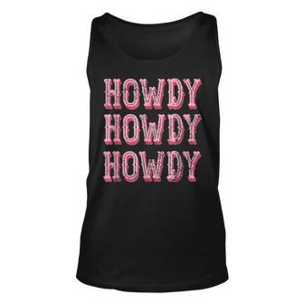 Vintage White Howdy Rodeo Western Country Southern Cowgirl V3 Unisex Tank Top - Seseable
