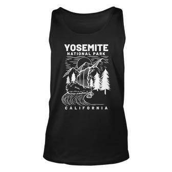 Vintage Yosemite National Park California Hiker Unisex Tank Top - Seseable