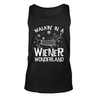 Walking In A Wiener Wonderland Funny Christmas Tshirt Unisex Tank Top - Monsterry