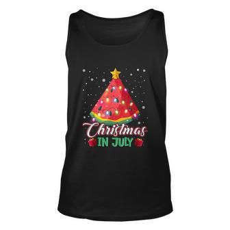 Watermelon Christmas Tree Christmas In July Summer Vacation Unisex Tank Top - Monsterry CA