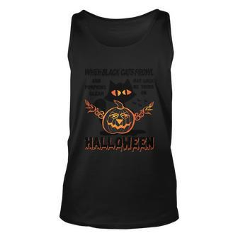 When Black Cats Prowe And Pumpkin Glean May Luck Be Yours On Halloween V2 Unisex Tank Top - Thegiftio UK