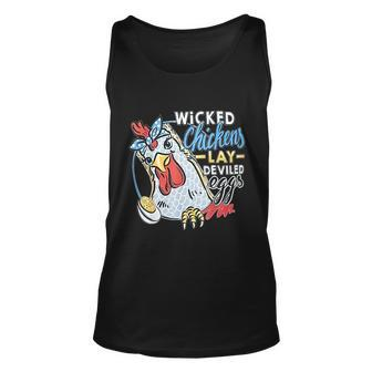 Wicked Chickens Lay Deviled Eggs Funny Chicken Lovers Unisex Tank Top - Monsterry CA