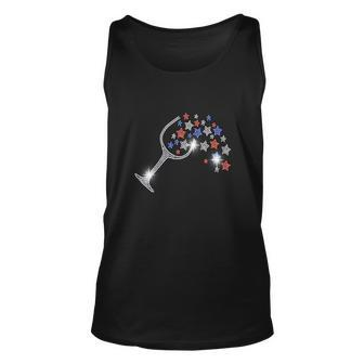 Wine Glass Stars Bling Vintage 4Th Of July Bling Rhinestone Unisex Tank Top - Monsterry CA