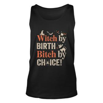 Witch By Birth Bitch By Choice Funny Halloween Unisex Tank Top - Thegiftio UK